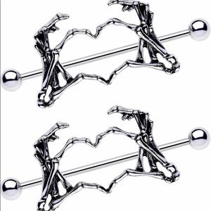 Skeleton heart nipple rings